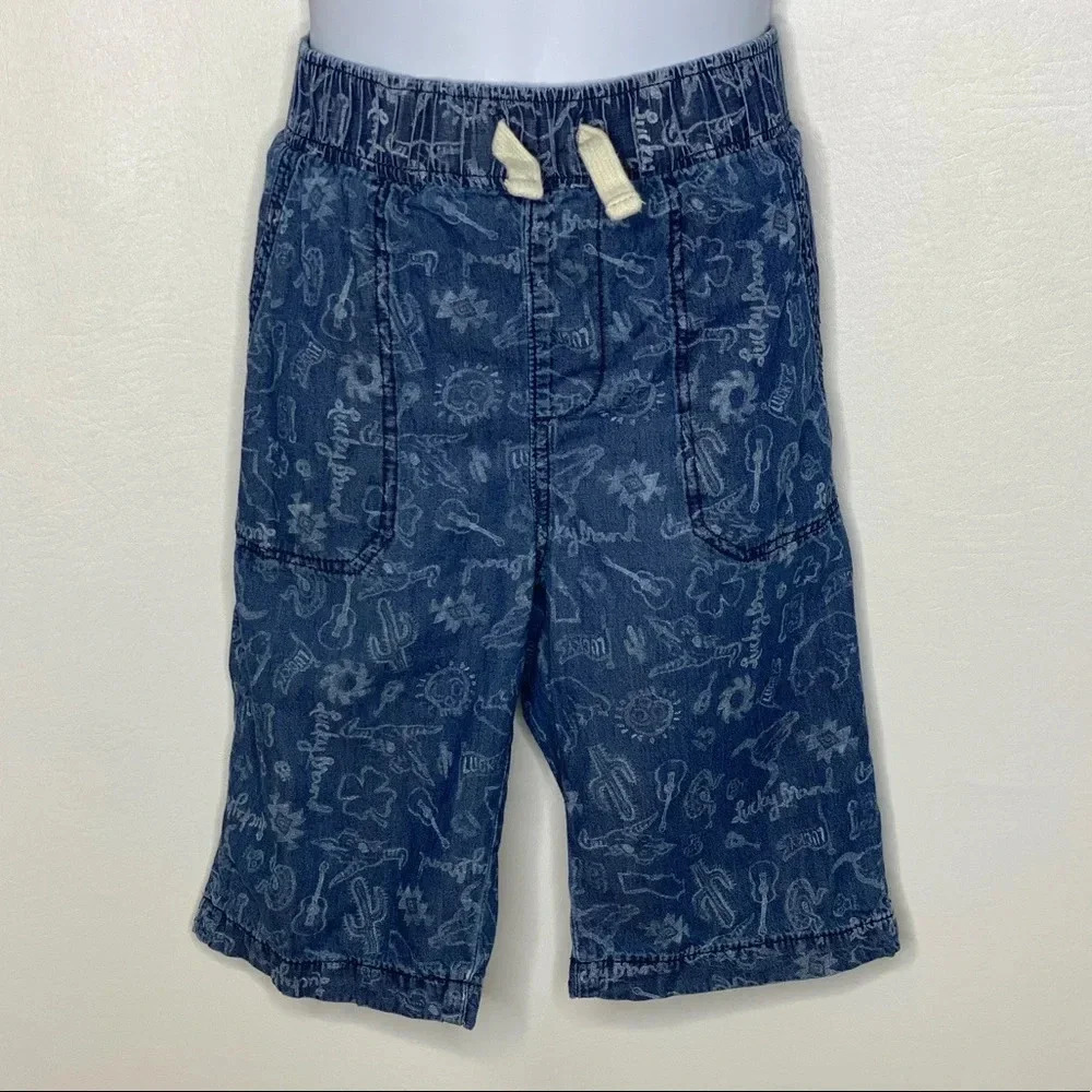 Lucky brand boys chambray printed shorts Sz Lg